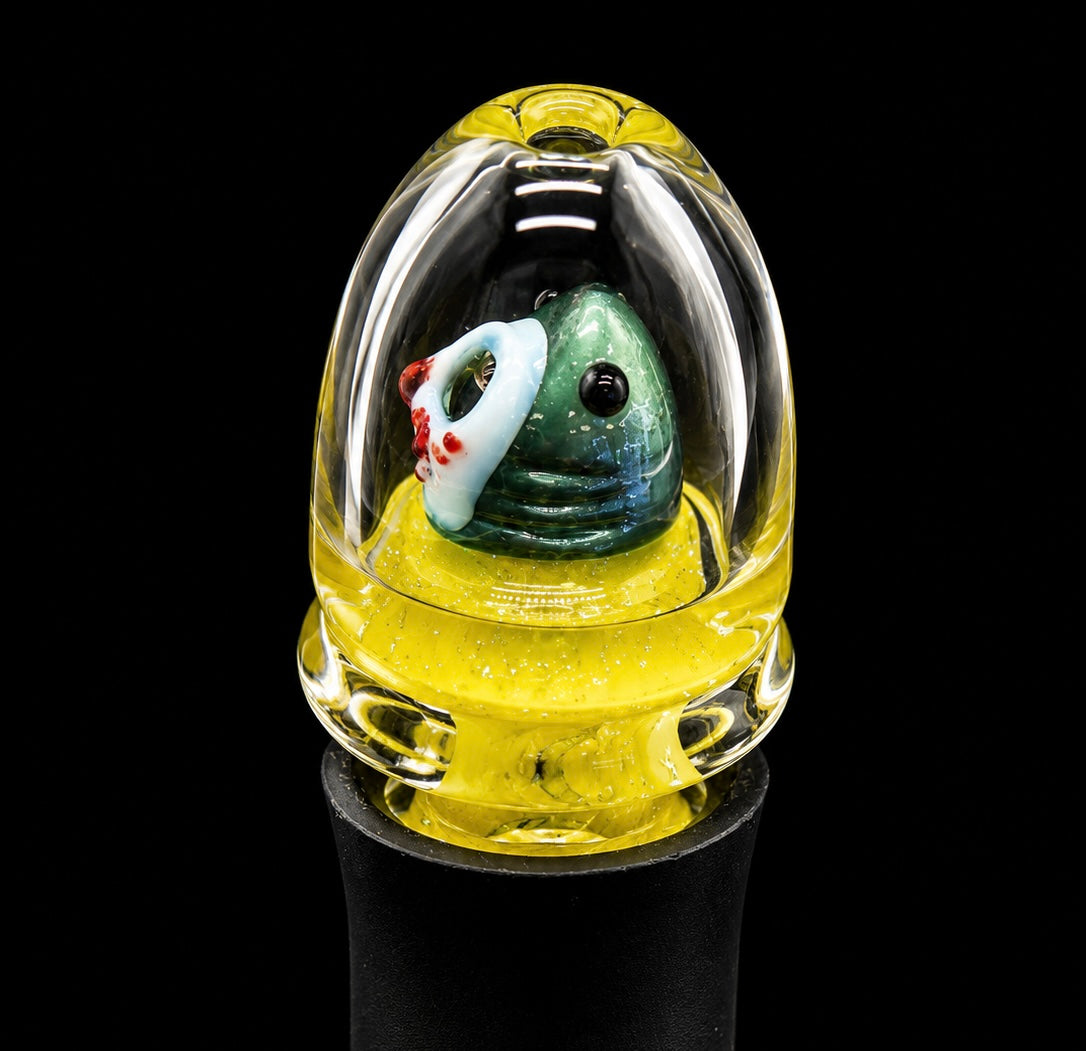 Sweers Glass - Yellow Bloody Astro Shark Puffco Pivot Glass Mouthpiece