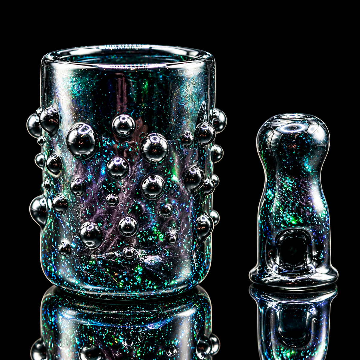 Biohazcreations - Black Crushed Opal Puffco Proxy Core Cup & Mouthpiece Set