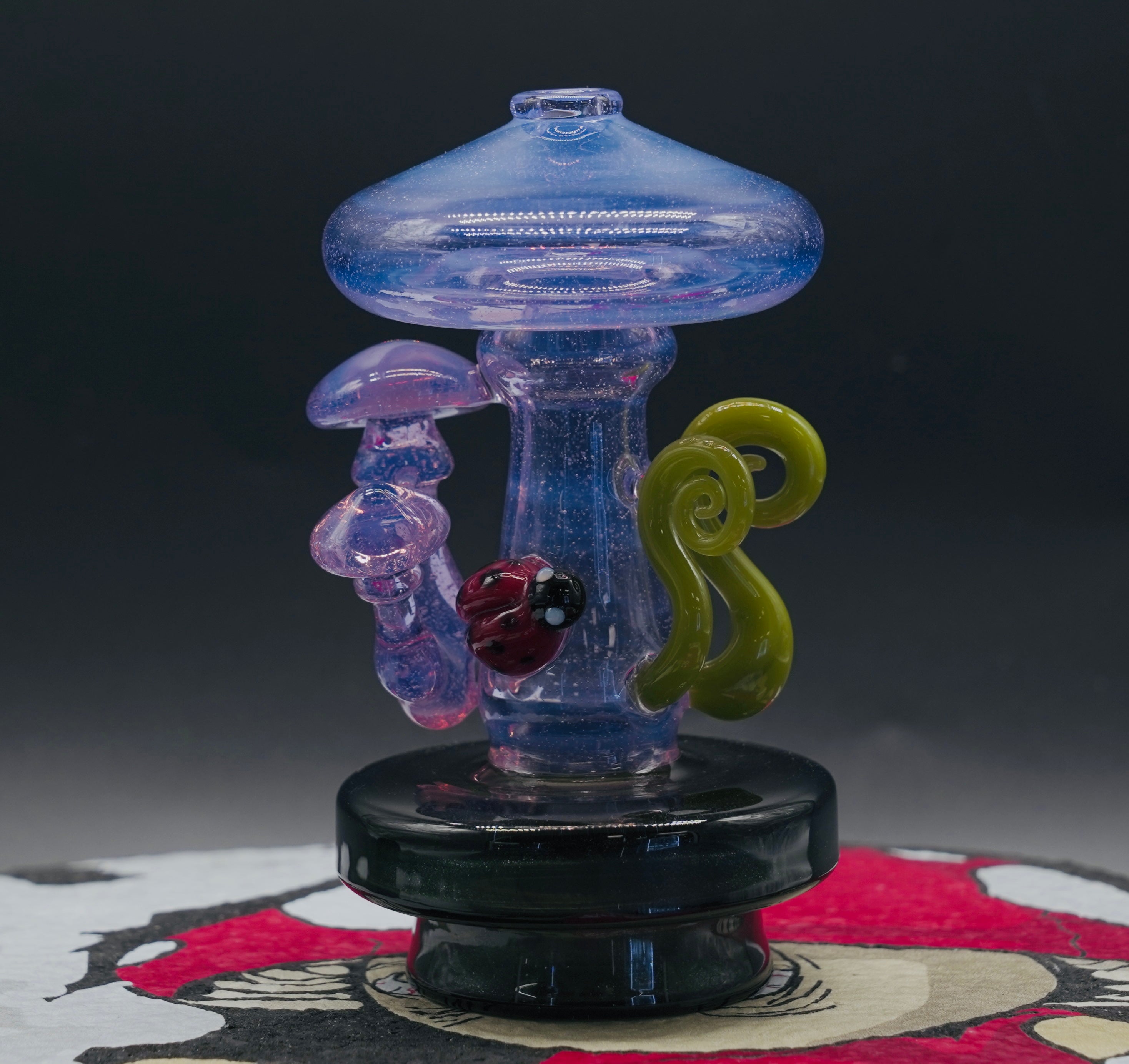 Smiley Glass Galaxy Mushroom Dry Top Puffco Glass Attachment