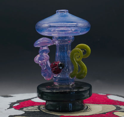 Smiley Glass Galaxy Mushroom Dry Top Puffco Glass Attachment