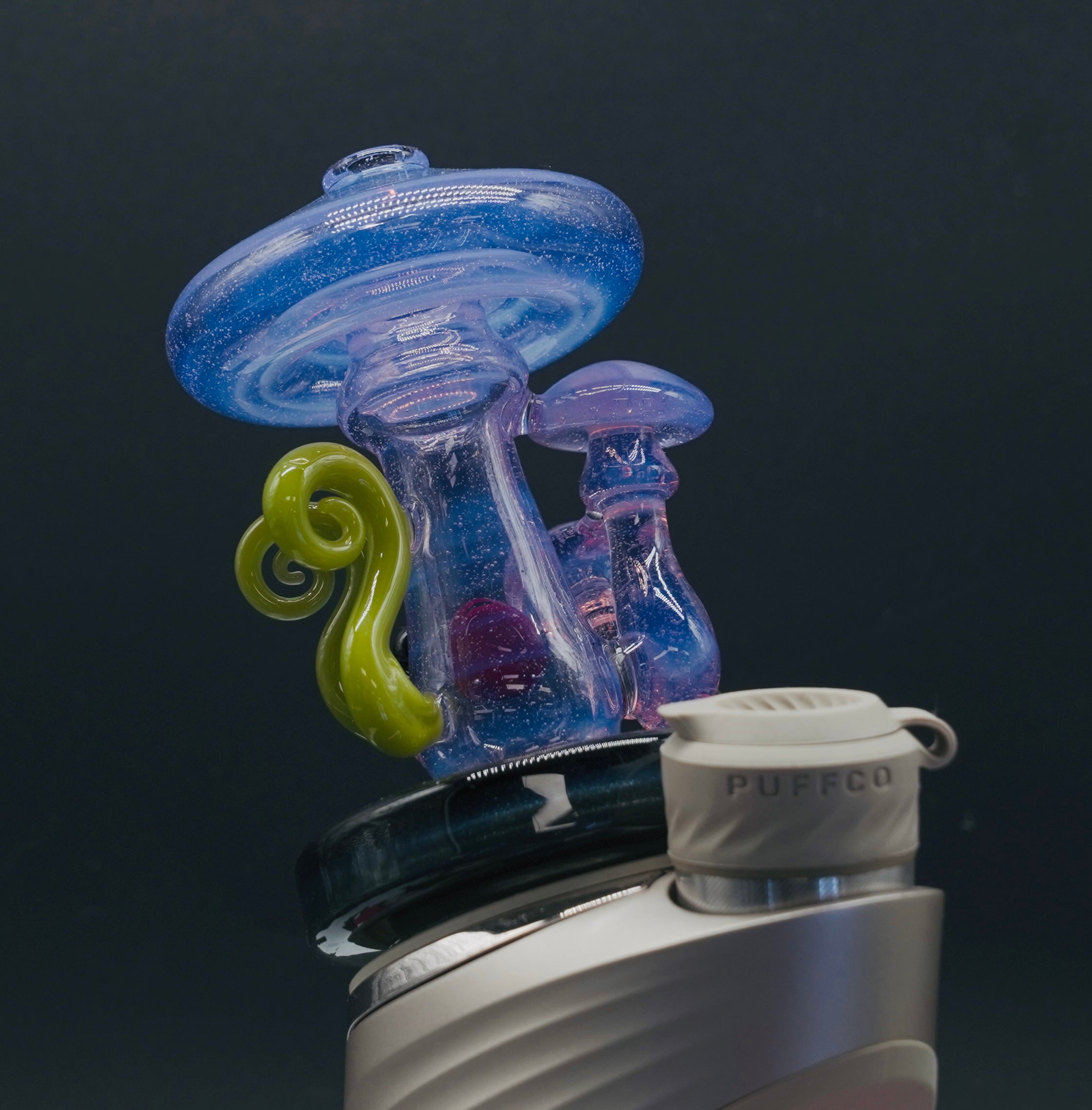 Smiley Glass Galaxy Mushroom Dry Top Puffco Glass Attachment